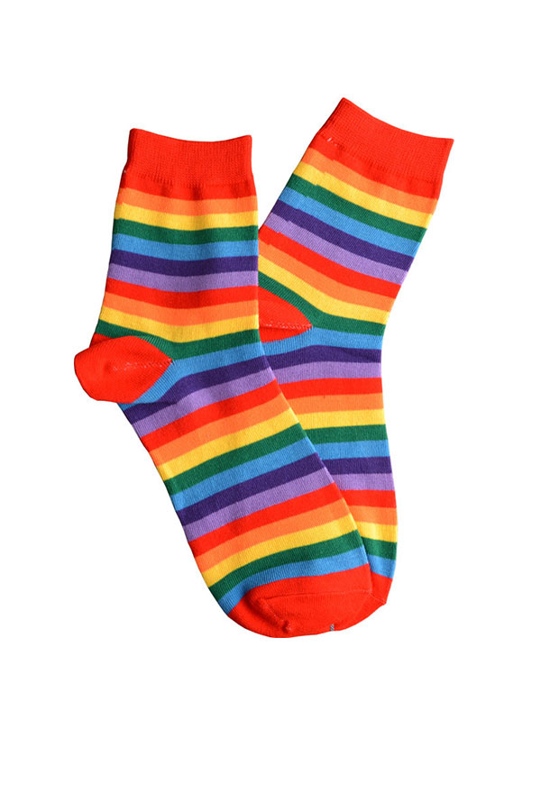 Pride Day Accessory Rainbow Mid Calf Length Socks Polyester One Size Fashion Show Socks 3 Pairs in Total
