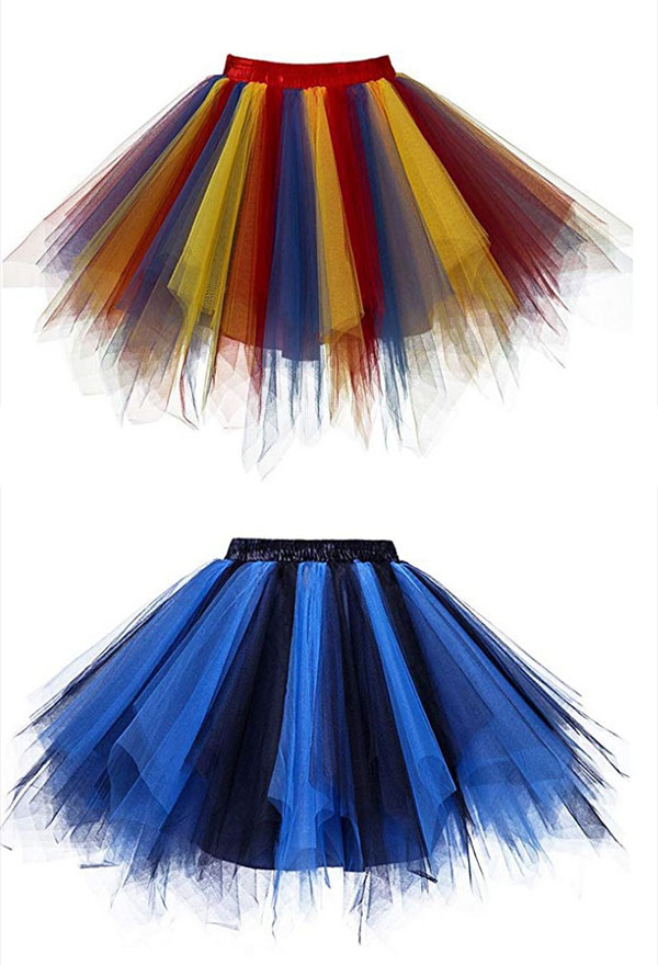 Women Pride Rainbow Color Puffy Tutu Party Skirts
