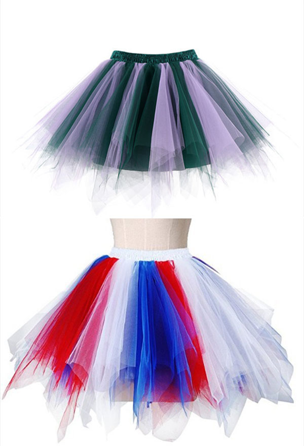 Women Pride Rainbow Color Puffy Tutu Party Skirts