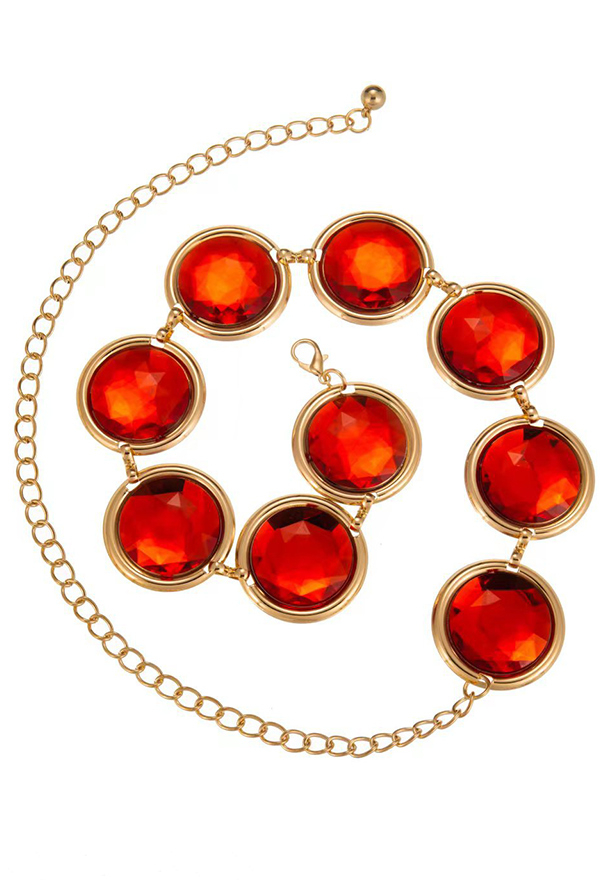 Anime Cosplay Red Stone Waist Chain For Halloween Costume Accessory