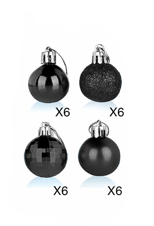 Christmas Gothic Shiny Hanging Tree Ball Pendant Plastic Shatterproof Ball Festival Party Outdoor Decorations(24 pcs, 6 cm)