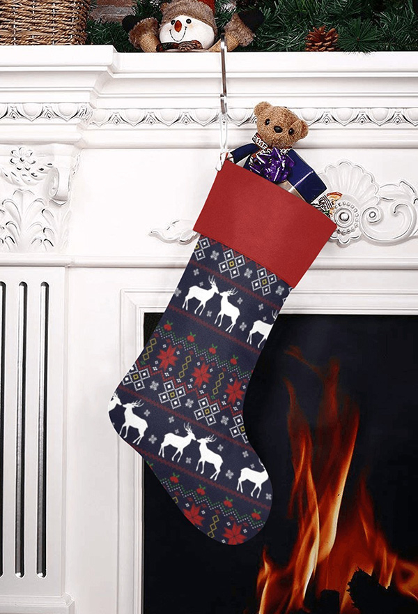 Gothic Reindeer Snowflake Pattern Christmas Sock