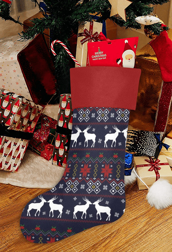 Gothic Reindeer Snowflake Pattern Christmas Sock