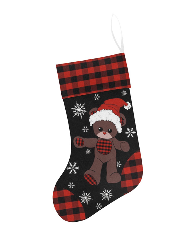 Gothic Black Teddy Bear Pattern Christmas Sock