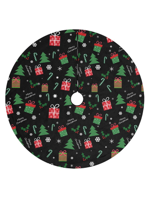 Christmas Gothic Black Gift Box Pattern Christmas Tree Skirt 36" x 36"
