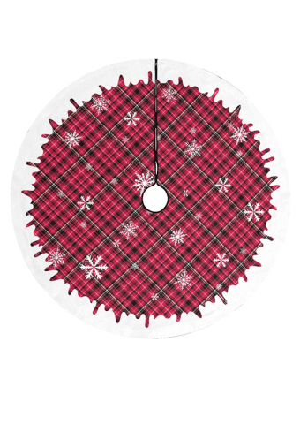 Christmas Gothic Red Plaid Snowflake Pattern Christmas Tree Skirt 36" x 36"