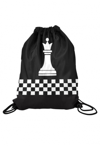Women Stylish Checkerboard Print Gym Drawstring Bag Black and White Yoga Bag for Sports