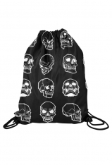 Gothic Girl Dark Skull Print Gym Drawstring Bag Black Yoga Bag for Sports