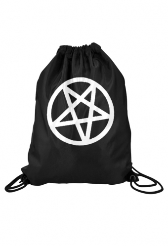 Gothic Girl Symbolic Pentagram Print Gym Drawstring Bag Black and White Yoga Bag for Sports