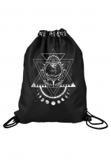 Women Gothic Symbolic Print Gym Drawstring Bag Black White Yoga Bag for Sports
