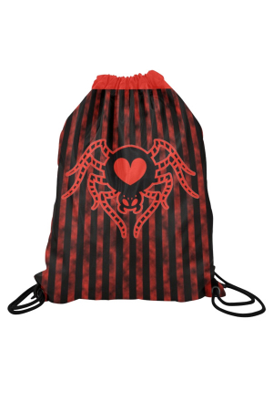 Devil Girl Blood Heart Spider Print Gym Drawstring Bag Black Red Yoga Bag for Sports