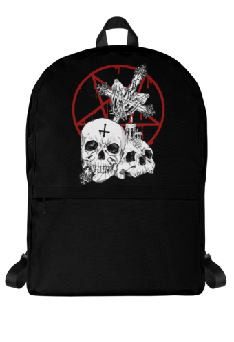 Gothic Punk Black Skeleton Print Casual Backpack