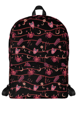 Gothic Black Pink Candy Demon Print Casual Backpack