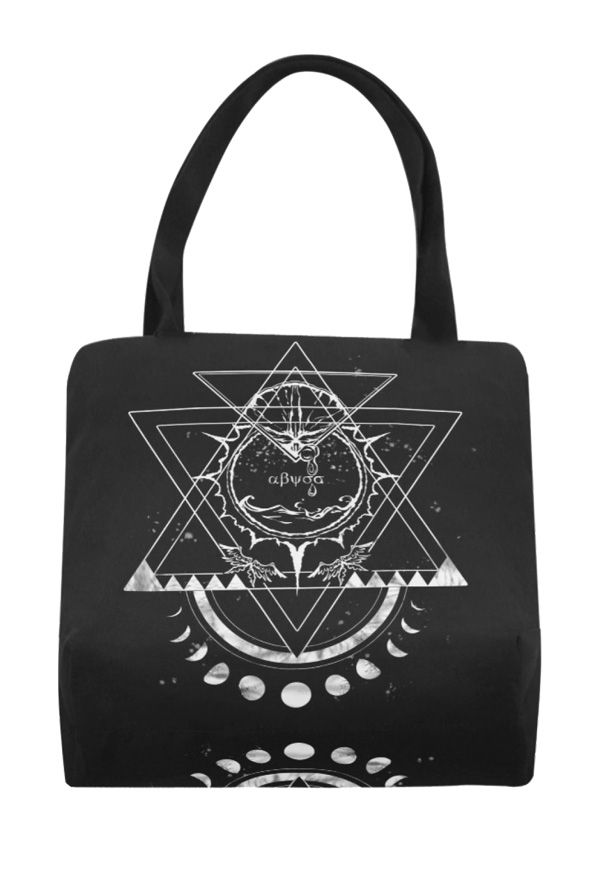 Gothic Alternative Fashion Beach Canvas Bag Black Dark Pentagram Prints Reusable Tote Bag for Beach Travel