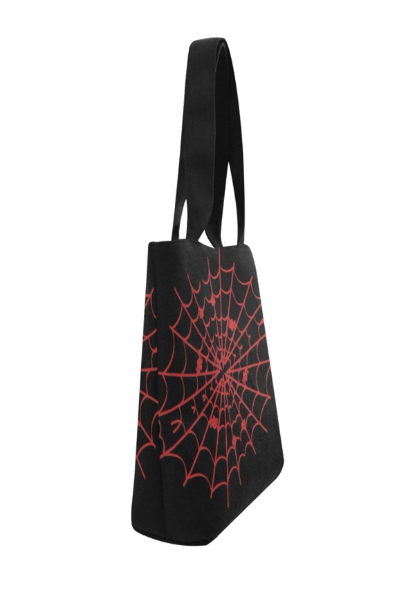 Gothic Demon Girl Beach Canvas Bag Black Red Evil Spiderweb Print Reusable Tote Bag for Beach Travel