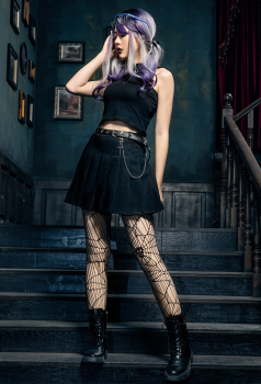 Gothic Pleated Skirt Black Summer Chiffon Fabric A Line Skirt