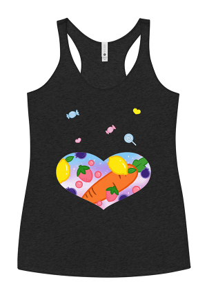Women Gothic Black Colorful Candy Print Racerback Tank Top