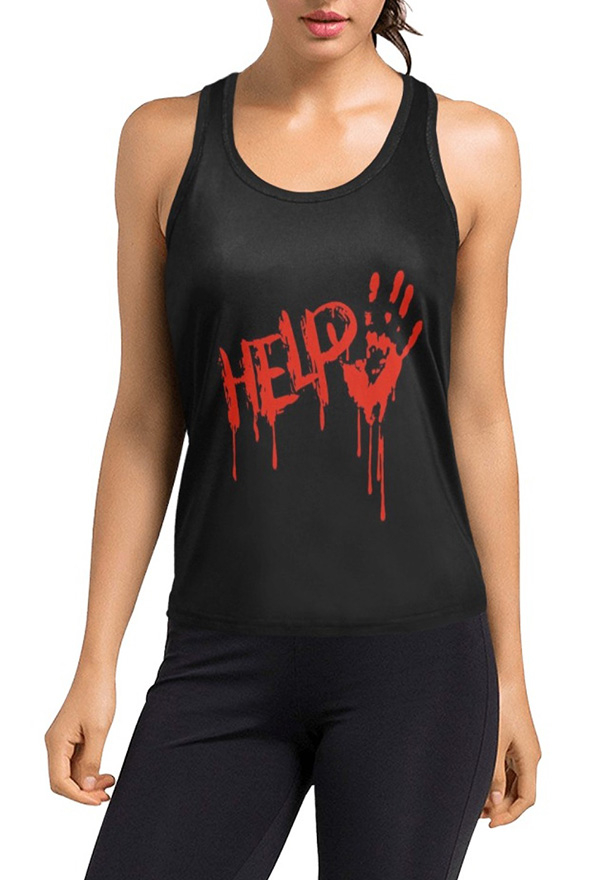 Women Gothic Halloween Help Blood Hand Tank Top