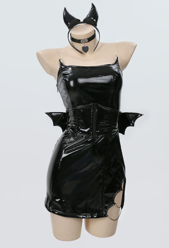 AFTER DUSK Gothic Dark Style Mini Dress Bat Element Design Strapless Dress with Corset