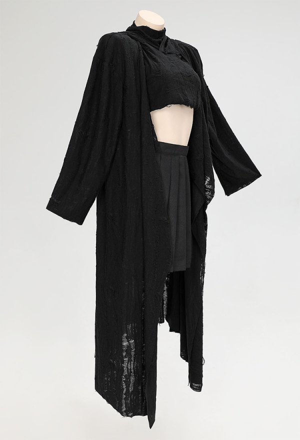 DARK BREATHE Gothic Hooded Coat Black Post-apocalyptic Coat