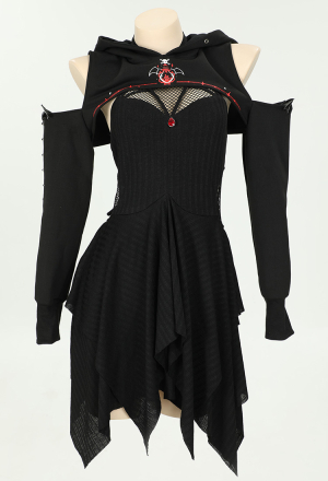 SPELL ON YOU Gothic Witch Dress Set Black Witch Hat Hoodie And Mini Dress