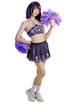 Zombie Cheerleader Demon Women Pastel Goth Star Print Halter Cheerleader Costume for Halloween
