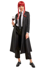 Makima Women Gothic Black Long Coat Suit Halloween Cosplay Costume