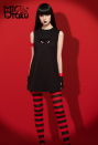 Emily the Strange Emily Cosplay Costume Rock Style Black Sleeveless Print Dress for Halloween