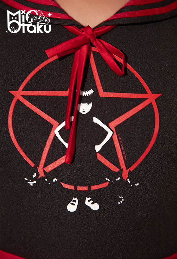 Emily the Strange Pentagram Print Halloween Costume Two-Piece Sailor Uniform with Pleated Skirt
