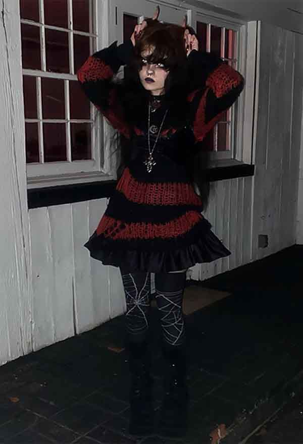 Punk Rave Black N Red Broken Pullover Gothic Striped Punk Style Sweater