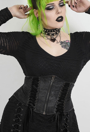 Punk Rave Dark Underbust Corset Belt Gothic Women's Plus Size Black Steampunk Corset With Zipper