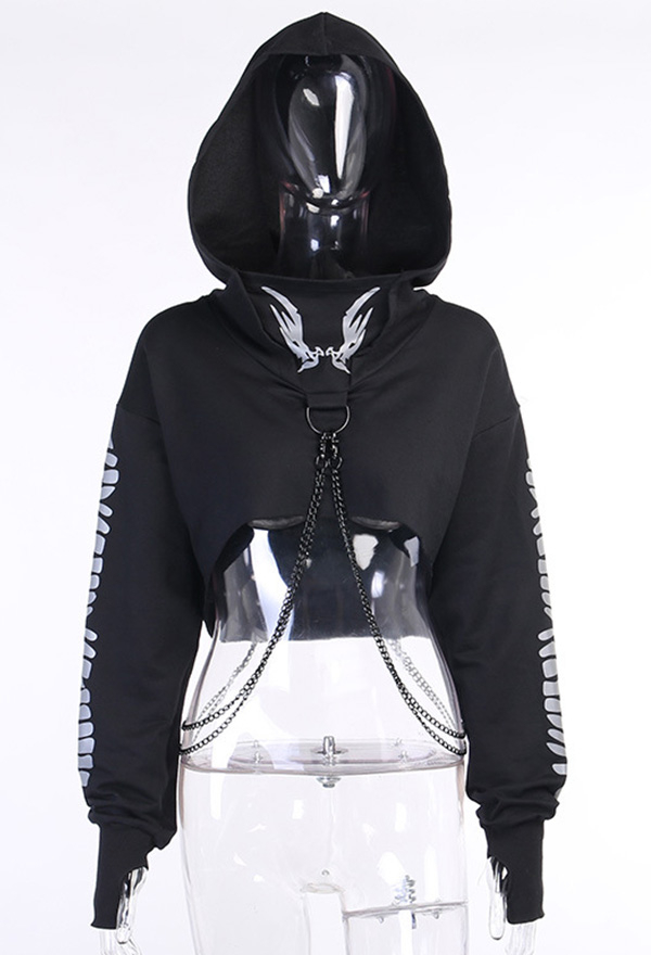 Woman Fashion Gothic Stylish Streetwear Patchwork Long Sleeve Hoodies ...