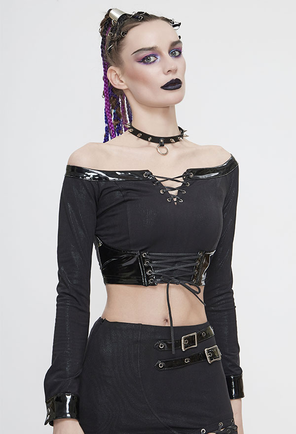 Devil Fashion Enchanting Off-Shoulder Crop Top – Gothic Top | Gothic ...