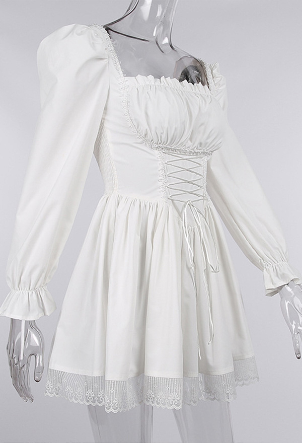 Women Grunge Outfit Stylish Long Puff Sleeve Mini Dress – Gothic Dress ...