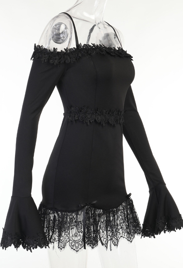 Gothic Vintage Cocktail Party Lace Dress – Gothic Dress | Black Cotton ...