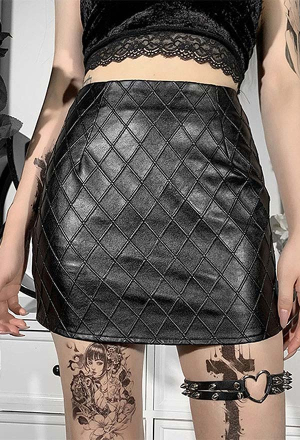 Gothic Stylish Hot Bodycon Skirt Dark Style PU Leather High Waist Pencil Mini Skirt