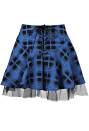 Drops Egirl Outfit Dark Blue Lace-Up Plaid Mini Grunge Skirt