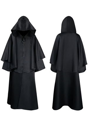 Gothic Medieval Evil Witch Halloween Costume Hooded Robes Cloak