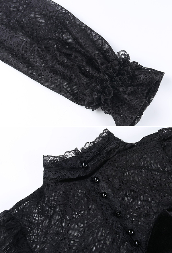 Vintage Black Crop Blouse - Gothic Tops | Gothic Alternative Clothing ...
