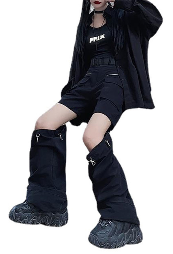 Grunge Women E-girl Black High-Waist Removeable Bottoms Loose Pants Streetwear