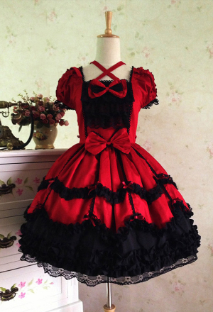 Gothic Lolita Bow Dress Red Stage Dress