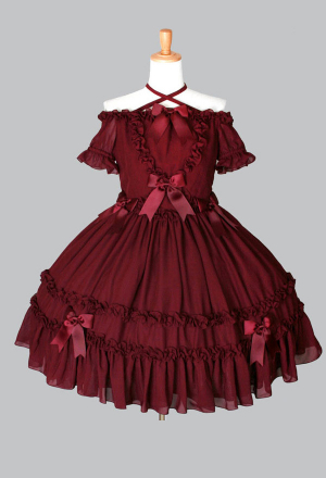 Gothic Lolita Off the Shoulder Dress Palace Style Chiffon Dress