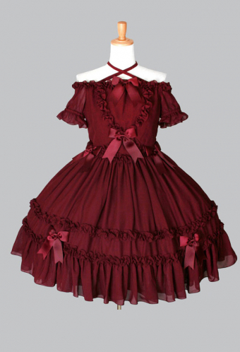 Gothic Lolita Off the Shoulder Dress Palace Style Chiffon Dress