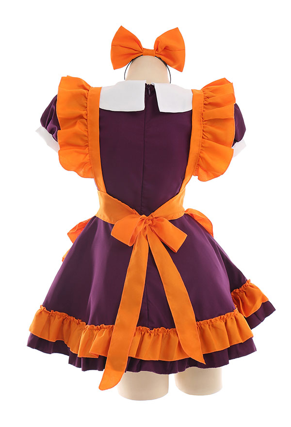 Lil Pumpkin Women Gothic Halloween Ghost Print Maid Costume
