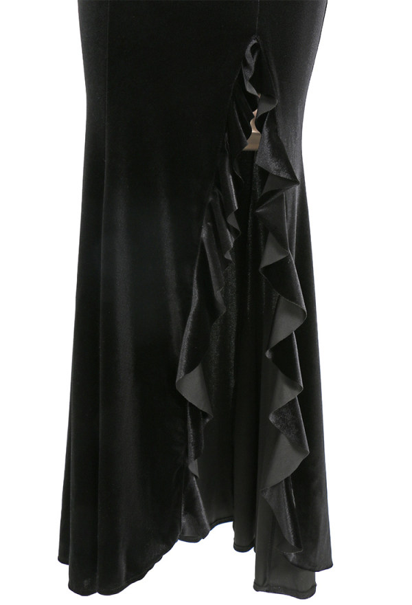 Halloween Vampire Wedding Dress Gothic Black Spandex Back waist cobweb high fork Grace Bridal Gown with Gloves and Veil