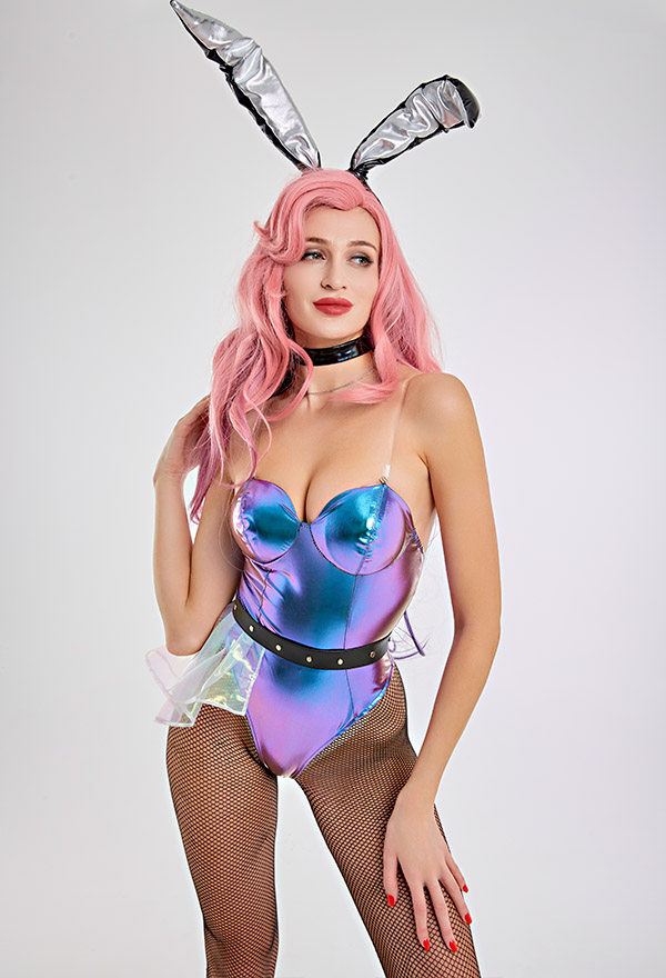 Cyber Bunny KDA Seraphine Sexy Bodysuit Pastel High Cut Lingerie