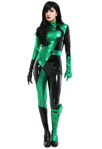 Shego Women Gothic Halloween Black Green Bodysuit Cosplay Costume