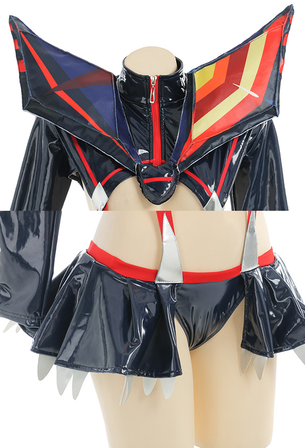 Transfer Student Ryuko Women Hallowen Long Sleeves Bodysuit with Wings and Stockings