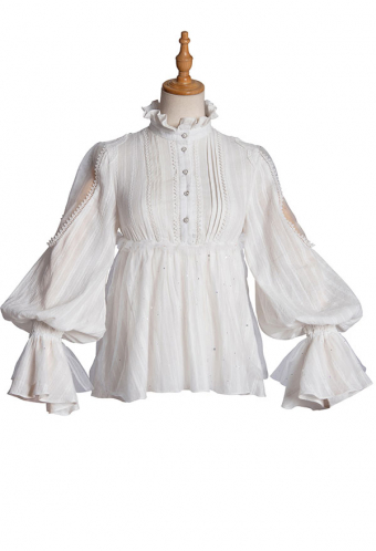 Gothic Lolita Salvation from God Blouse in Retro Style  Stand-Up Collar Organsa Top