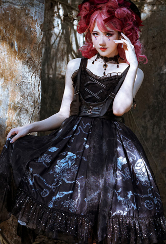 Gothic Lolita Vampire Daries Dress Black Polyester JSK